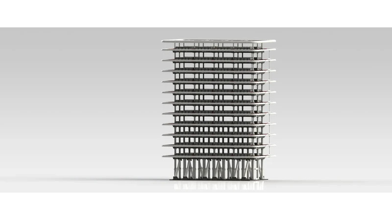 Rendu 3D d'une tour de condensateurs d'impulsion Sieyuan.