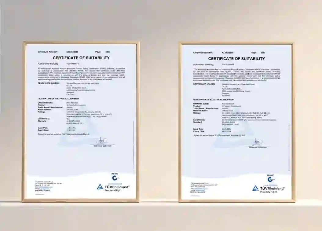 Certificat AS des produits basse tension CC de Sieyuan