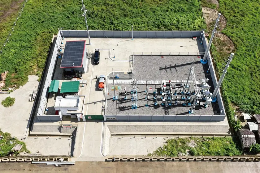 Vue a&eacute;rienne de la station de batteries de condensateurs 69 kV achev&eacute;e sur le r&eacute;seau des Visayas de la NGCP